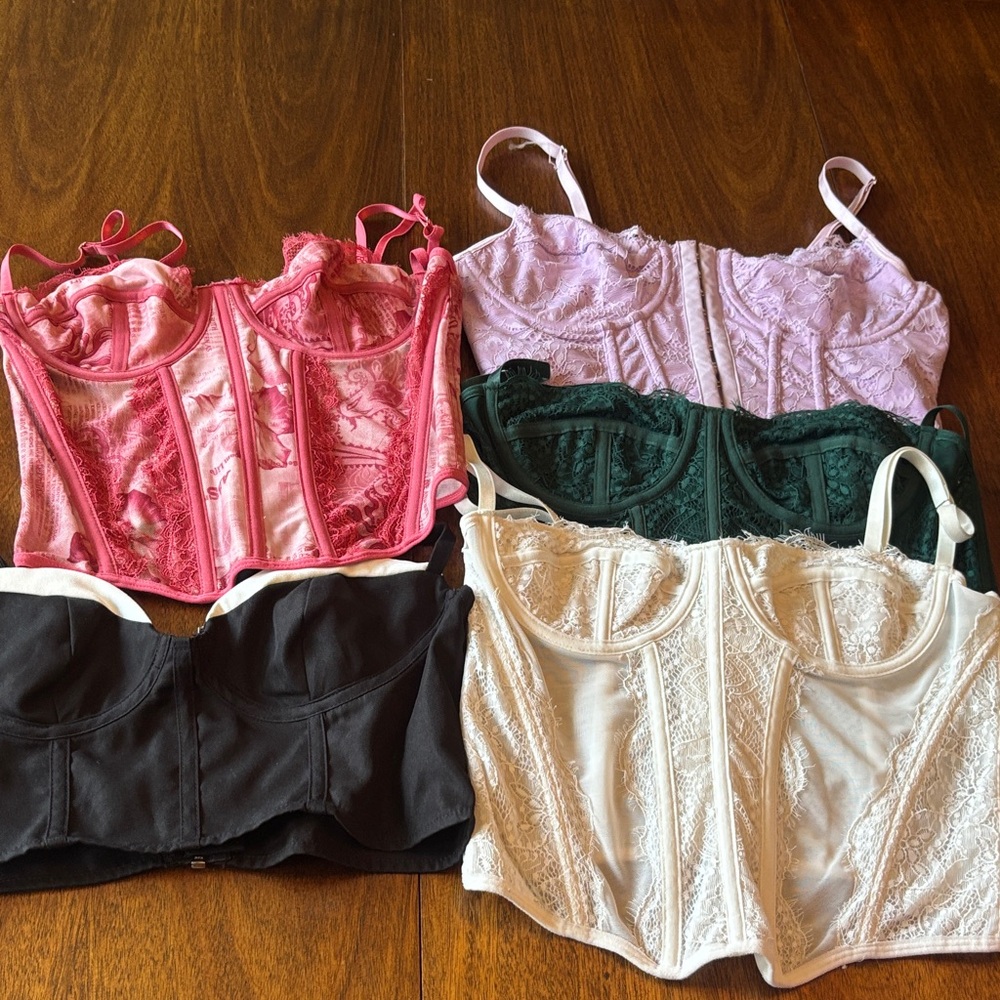 SHEIN Lace Bustier Collection - Pink, Green, Black, Cream